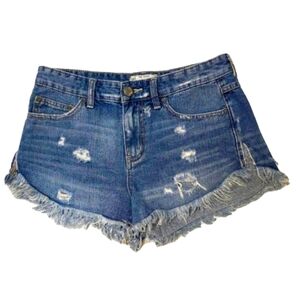 Free People We the Free Distressed Cut Off Zip Fly Denim shorts jean 27 W 30